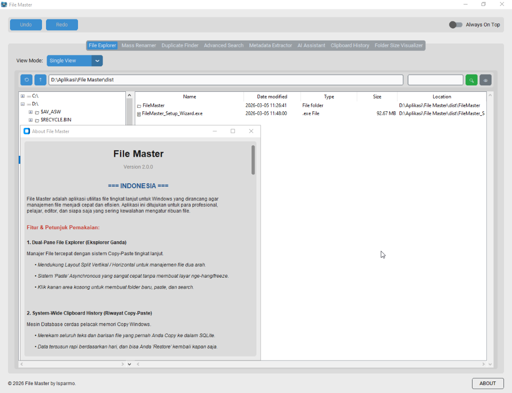 Tampilan Antarmuka File Master - Modern & Canggih